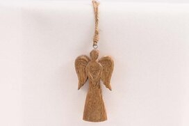 anjel drevený 12 x 6 cm, PRÍRODNÁ